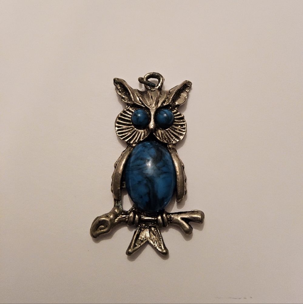 Silver and Blue Owl Pendant